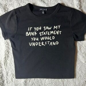 Dolls Kill Current Mood funny Black Cropped T Shirt Size Small